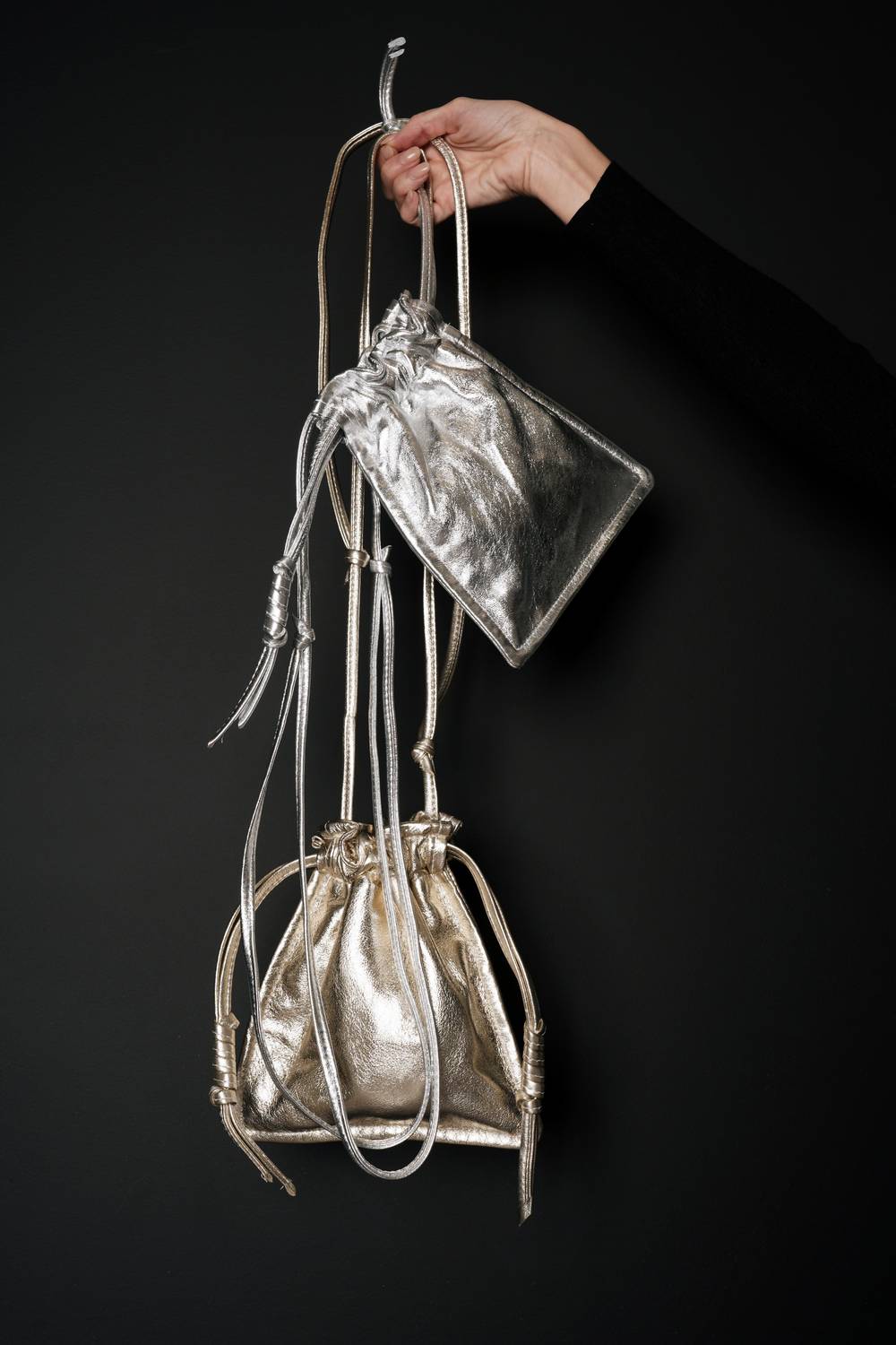 Lemiz - Women's Mini Bowie Drawstring Leather Bag