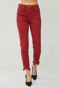Risen - High Rise Fray Hem Skinny Jeans