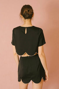 Storia - Rhinestone Hem Mini Skirt