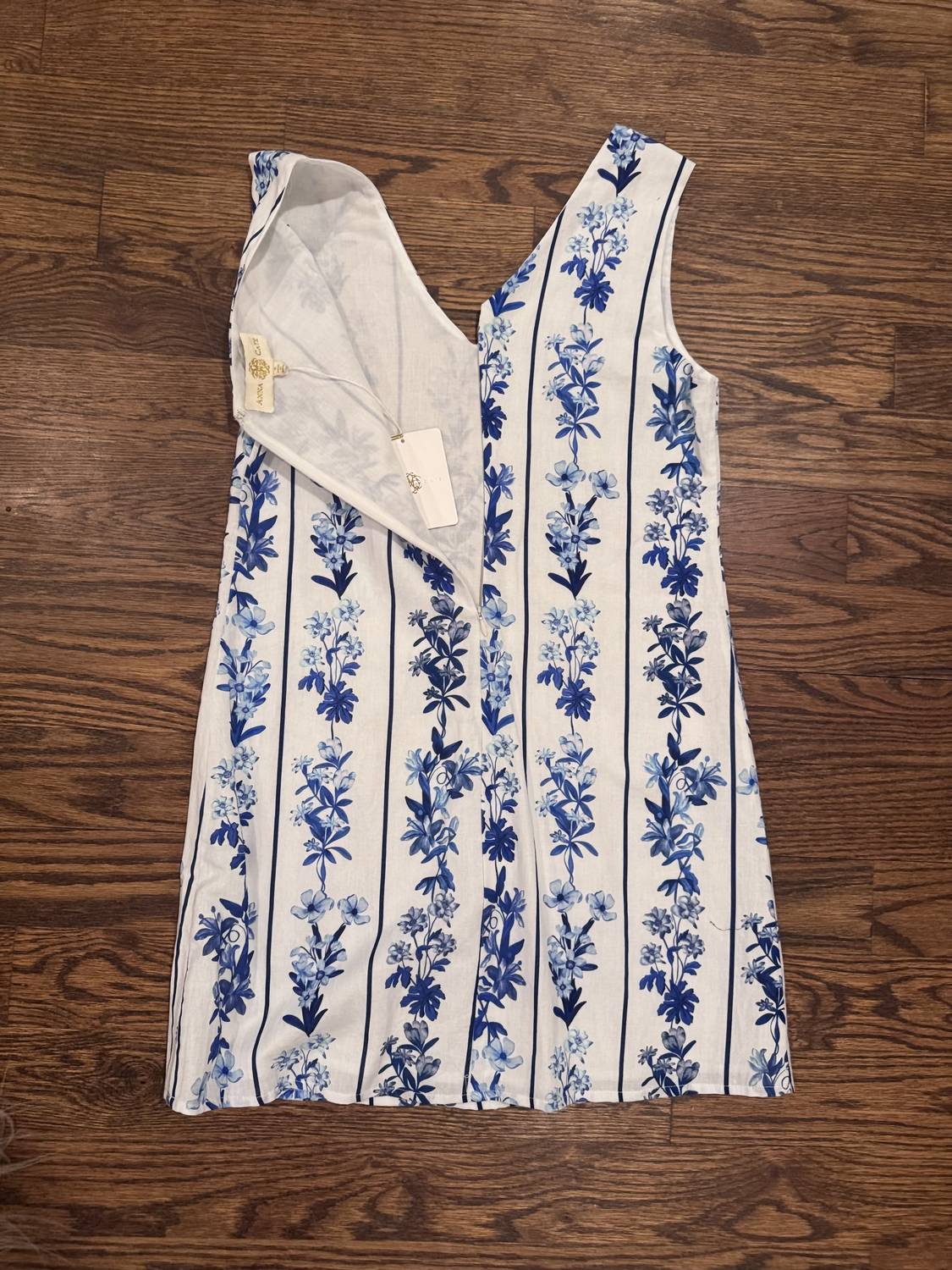 Anna Cate WOMEN'S KAYLOR DRESS in blue floral stripe - women's dress - detail view