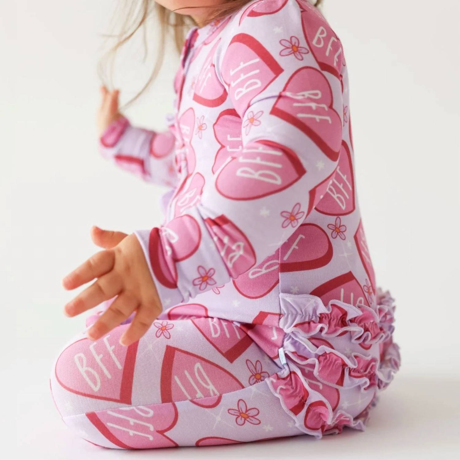 Posh Peanut - Baby Girls Ruffled Zippered Footie