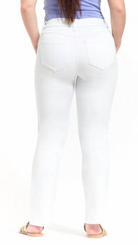 1822 Denim Better Butter Slim Straight Jeans in white - women's jeans - detail view