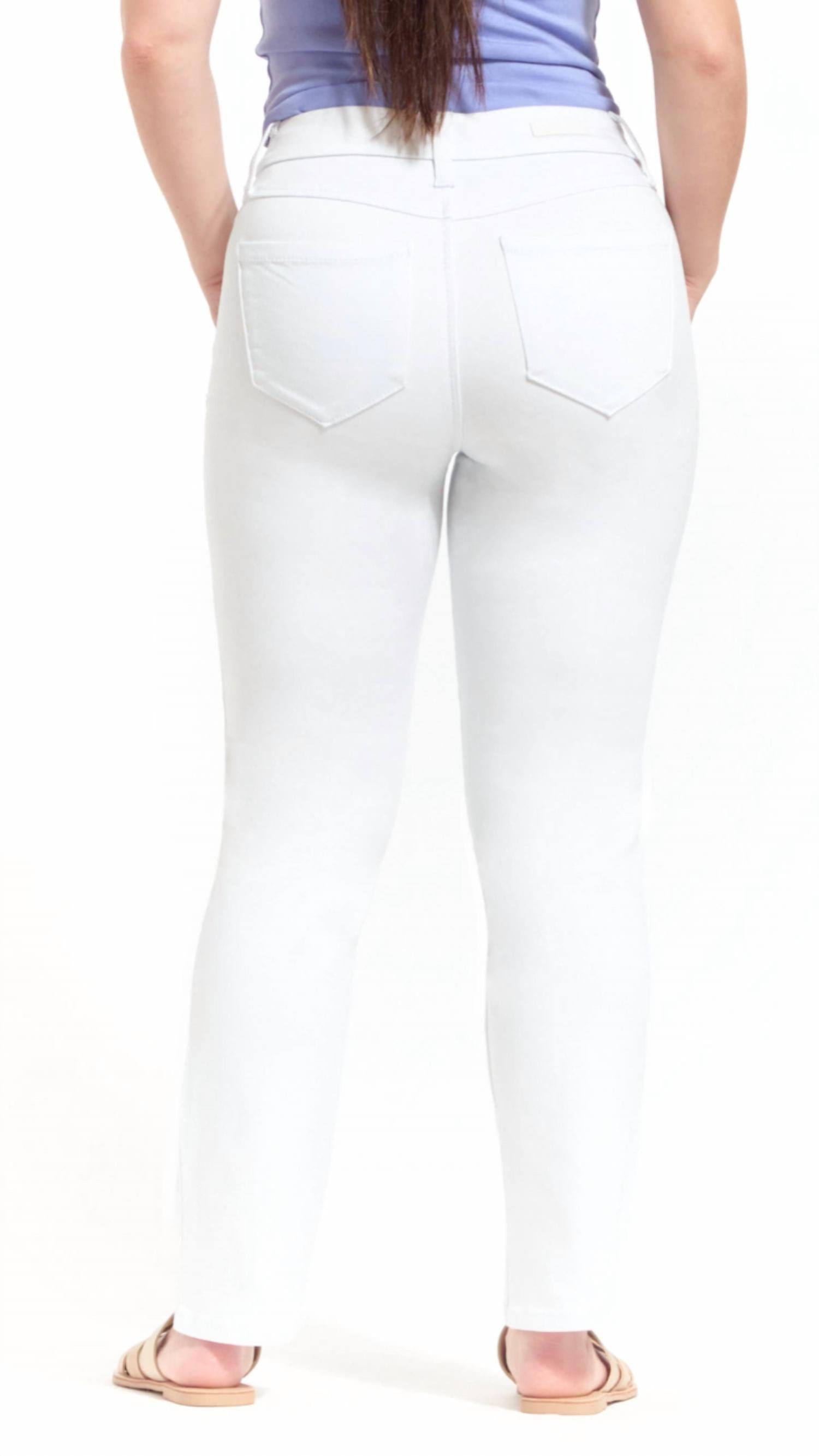 1822 Denim Better Butter Slim Straight Jeans in white - women's jeans - detail view