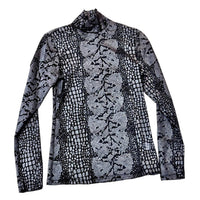 Petit Pois By Viviana G - Snake Patterned Mesh Turtle Neck Sleeve