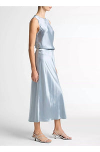 Vince Side Slit Slip Skirt in light lagoon - women's skirt - detail view