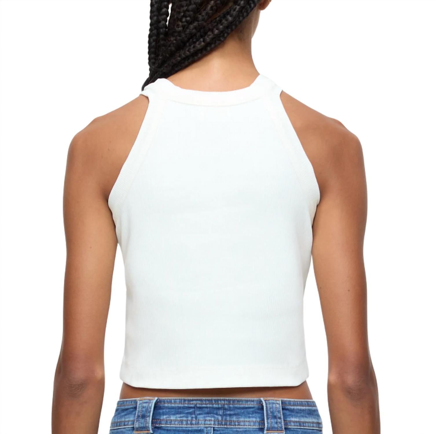 CLOSED Women's Racer Top in ivory - women's tank top - detail view