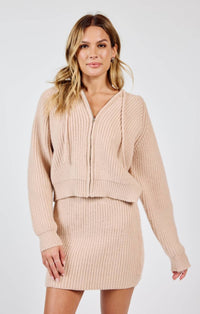 Sadie & Sage - Repair Zip Up Knit Sweater With Hood