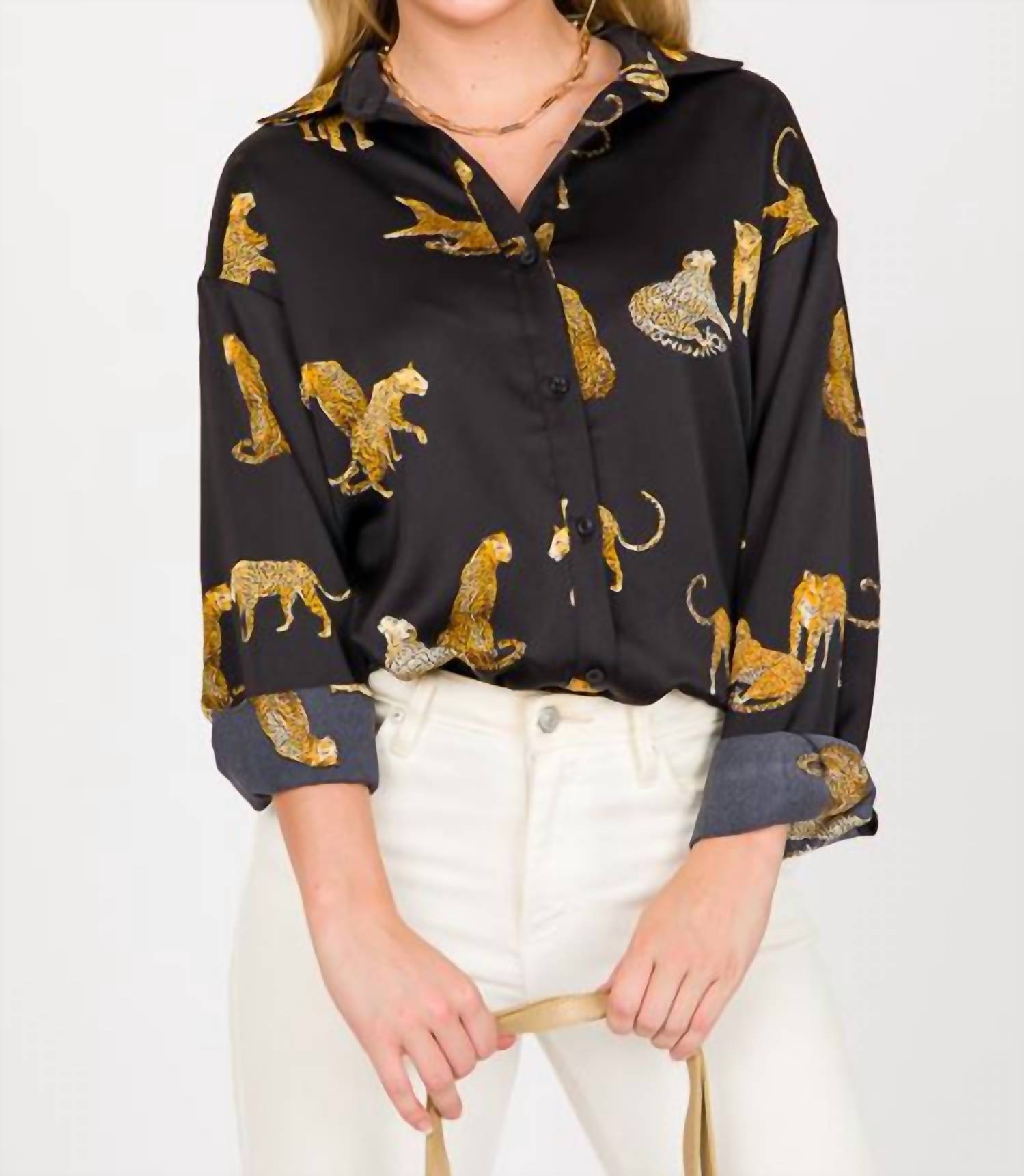Mazik - Satin Leopard Blouse