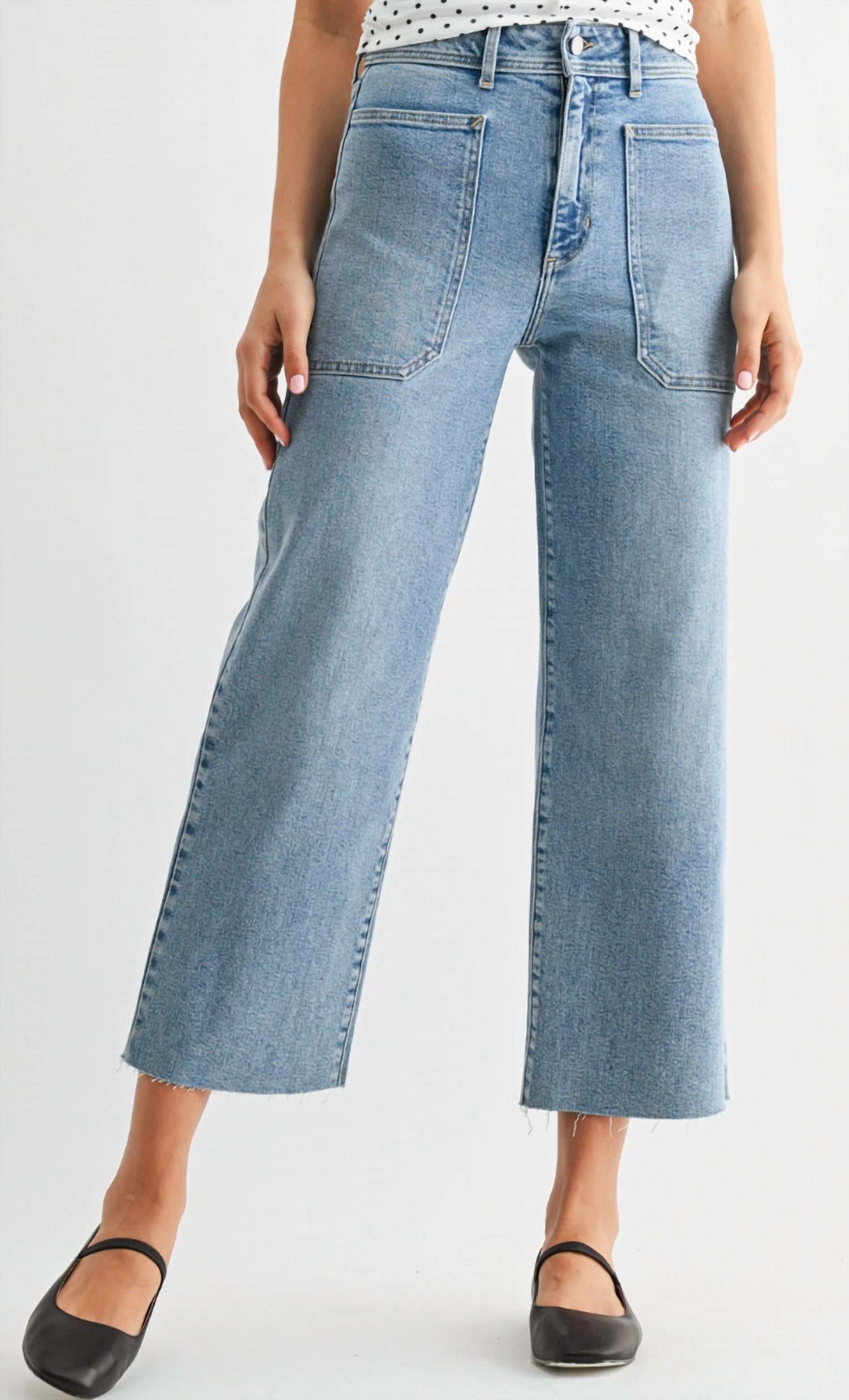 JUST BLACK DENIM Judy High Rise Utility Jean in light denim - women's jeans - detail view