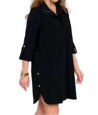 LIOR Milo Hidden Placket Dress in black - women's dress - detail view