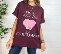 Kid Dangerous Fight Like A Girl Graphic Tee Top in pink - women's t-shirt - detail view