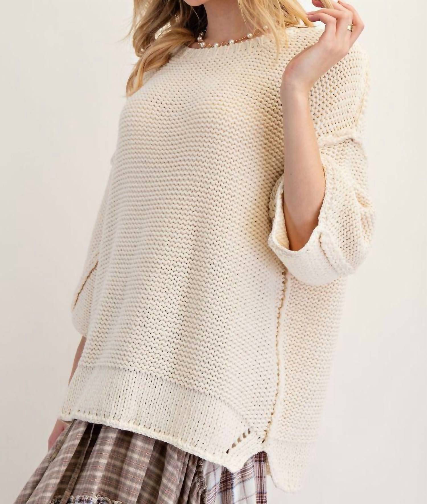 Easel - Cozy Oversized Chunky Pullover Knit Sweater