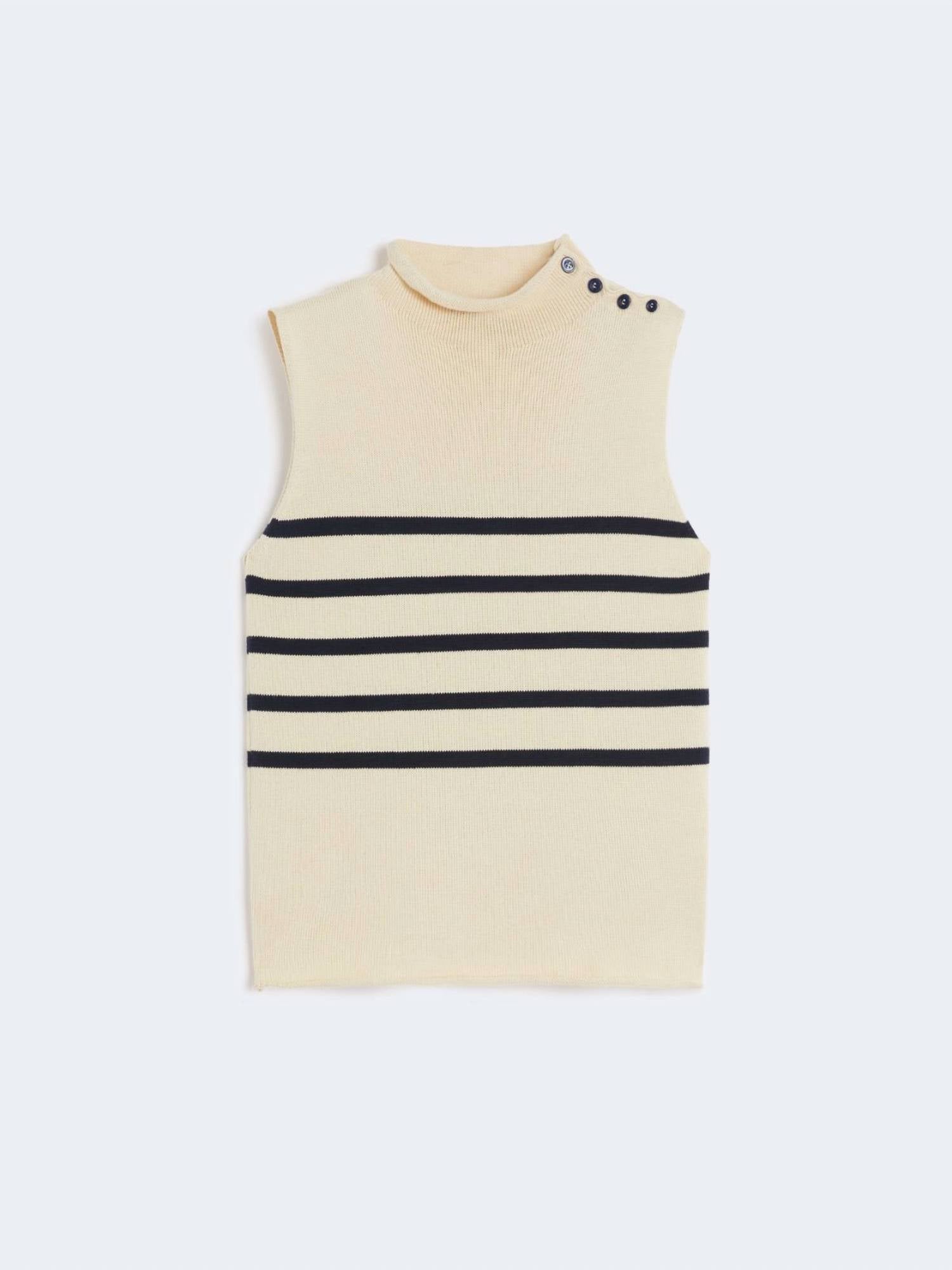 Weekend Max Mara Trofeo Sleeveless Knit Sweater in ivory - women's sweater - view 5