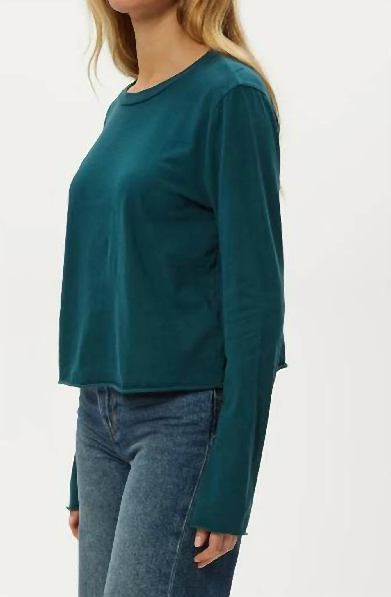 Michael Stars - Aiko New Jersey Long Sleeve Raw Hem Crew Tee