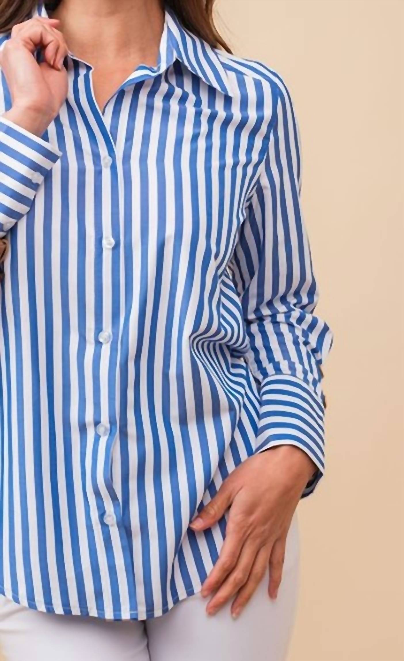 Tea & Cup - Long Sleeve Striped Blouse