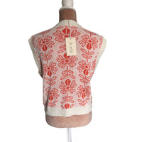 LA MIEL Floral Knit Sweater Vest in burnt orange - women's jacket - view 4
