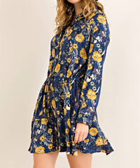 Entro - Floral Print Button Down Mini Dress