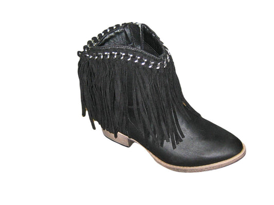 Juno with Chain and Fringe Accents Round Toe Booties