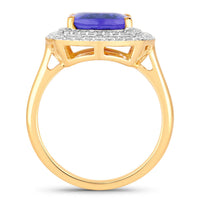 Diana M Jewels Women's Cushion Natural Tanzanite Fashion Ring (4.84 Ct) - Statement in 14k yellow gold - women's jewelry - detail view