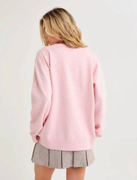 Rumored Vail Al Dente V-neck Sweater in pink - women's cardigan - detail view