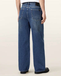 AllSaints Lenny Loose Fit Wide Leg Jeans in blue - men's jeans - detail view