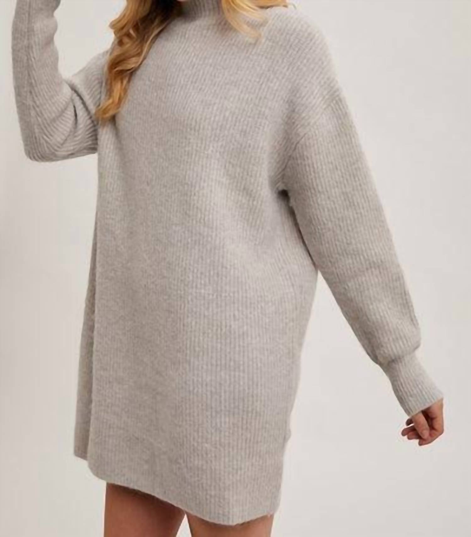 Bluivy - Mock neck knit sweater mini dress