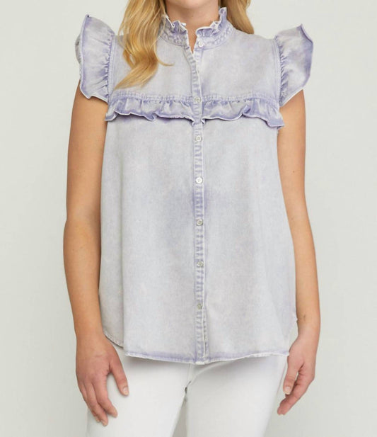 Entro - Denim Ruffled Top