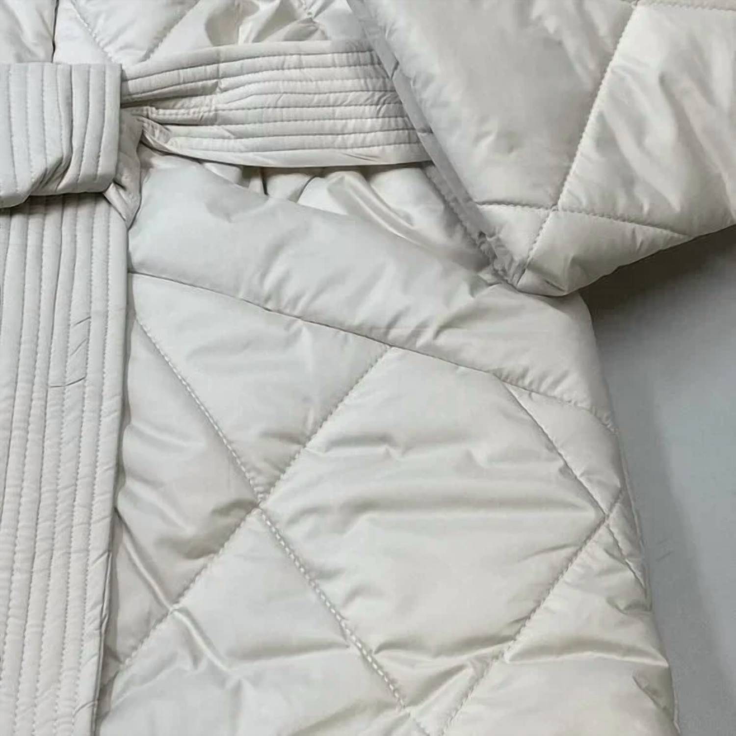 Lilla P Women’s Quilted Hooded Belted Puffer Coat in opal beige - women's jacket - view 8