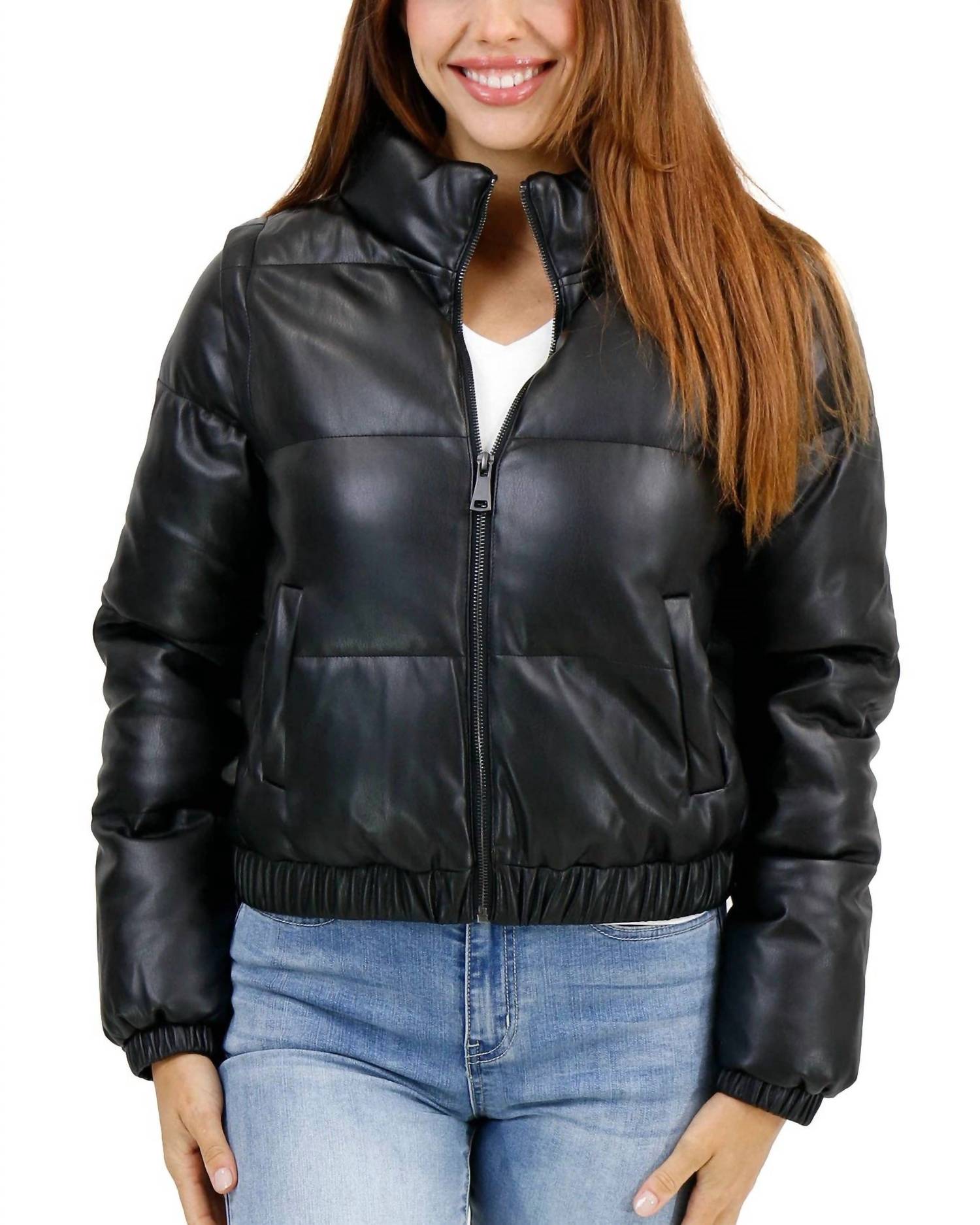 Grace And Lace - Butter Faux Leather Puffer Vest