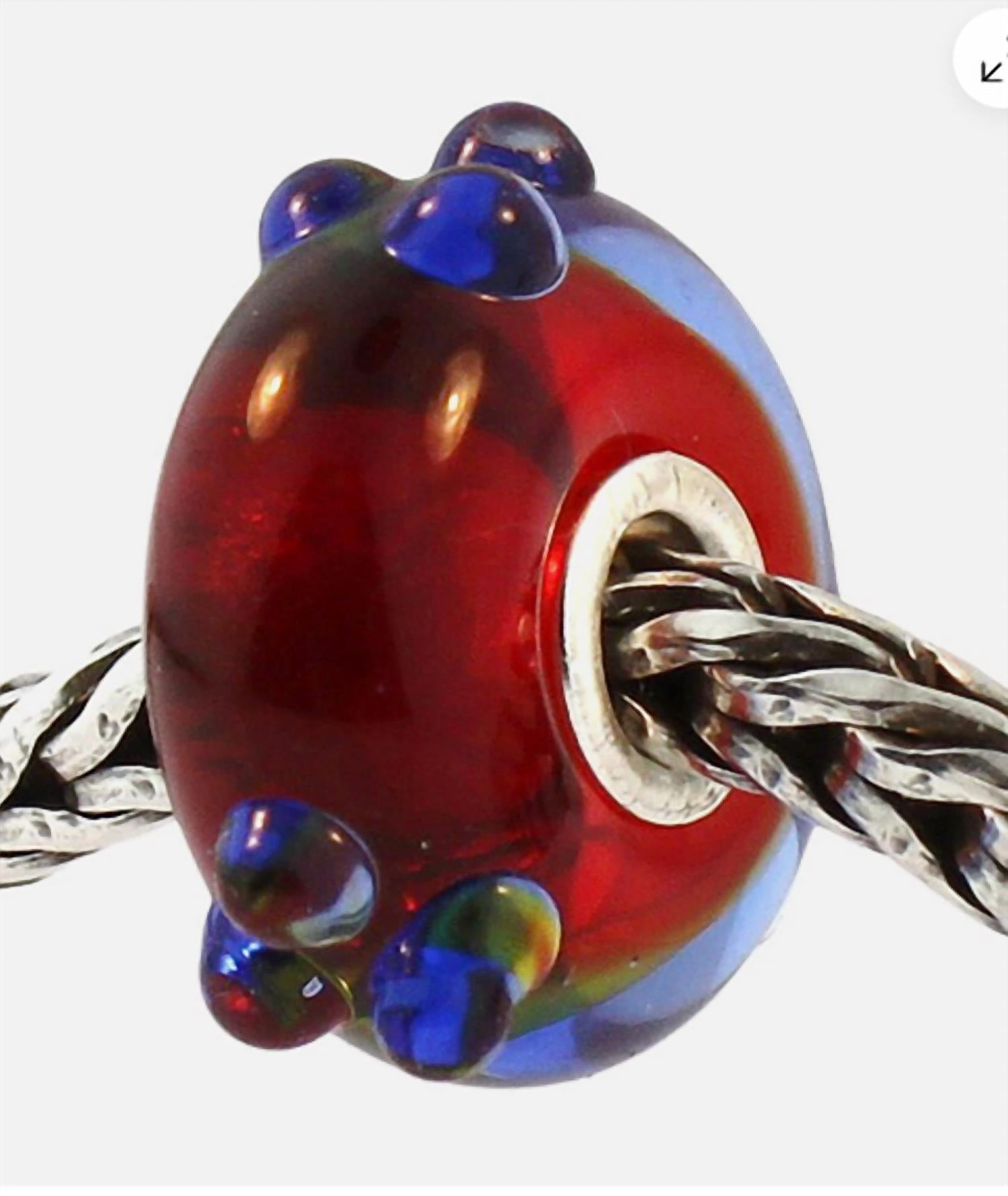 Trollbeads Women's Flower Bud Glass Bead Charm in blue red - women's jewelry