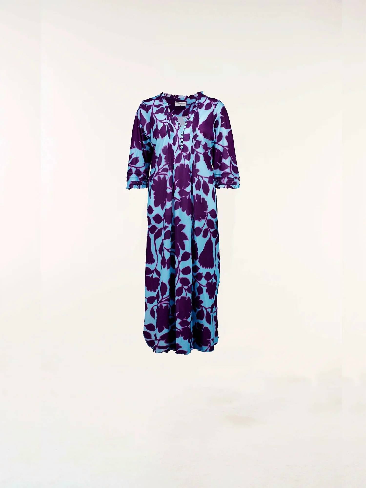 oneseason Porto Vecchio Long Poppy Dress in turquoise - women's dress - detail view