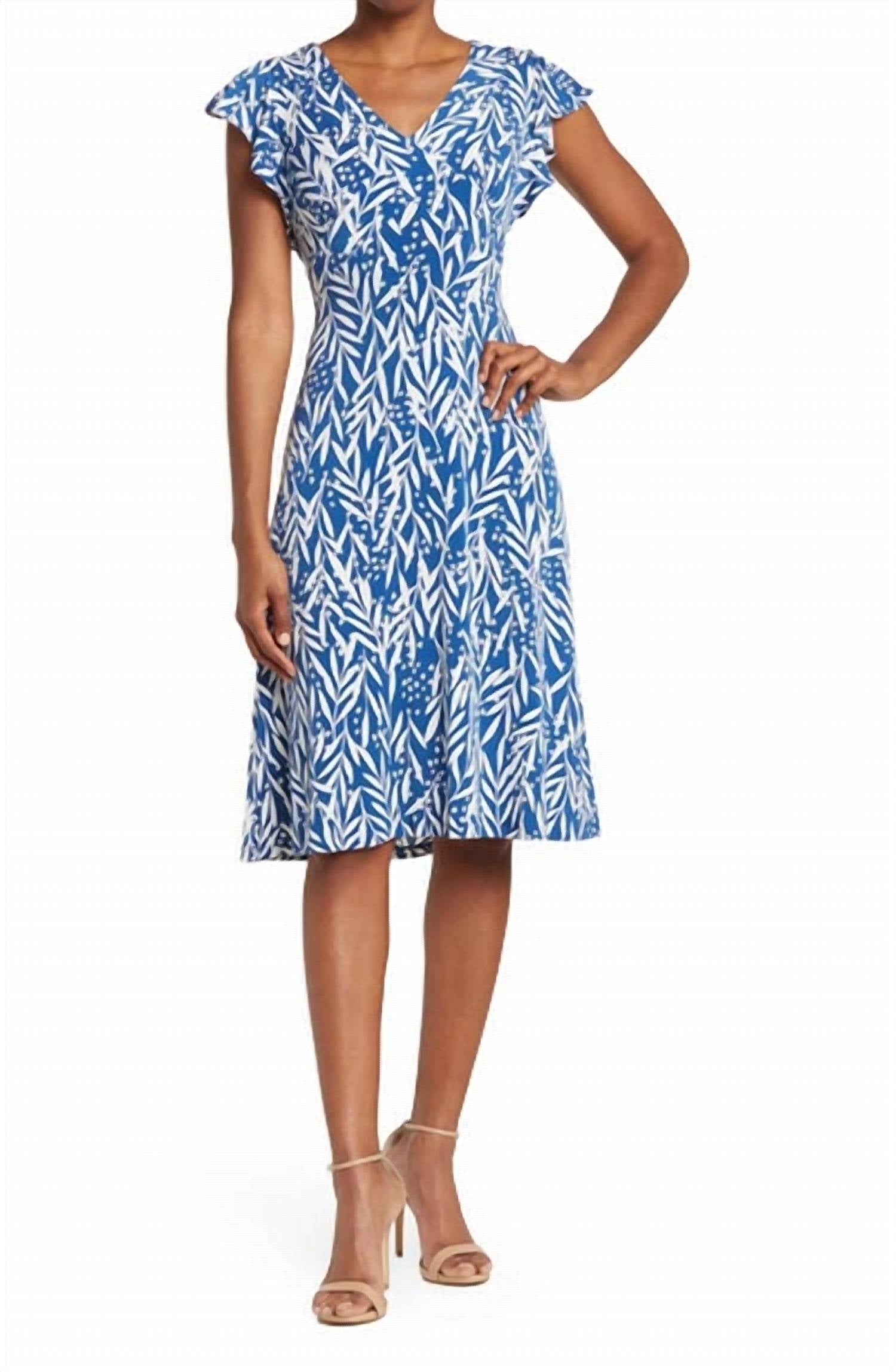 London Times - Gabrielle Leaf Print Dress