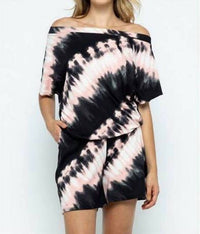 Ellis - Off The Shoulder Tie Dye Pocket Romper