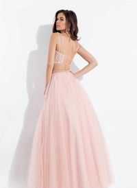 Rachel Allan - Two-piece Strappy Tulle Prom Dress