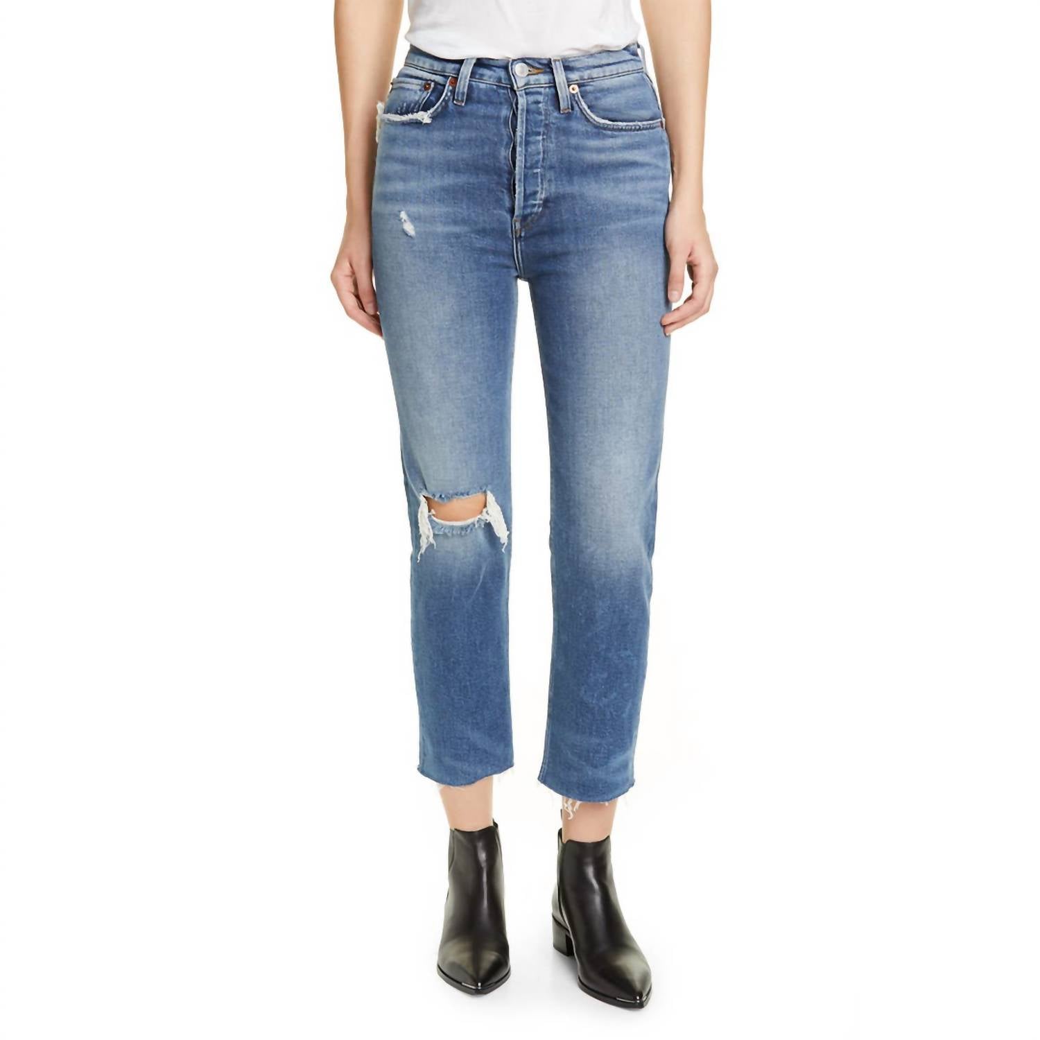 Re/Done - 70's Ultra High Rise Stove Pipe Straight Leg Jeans