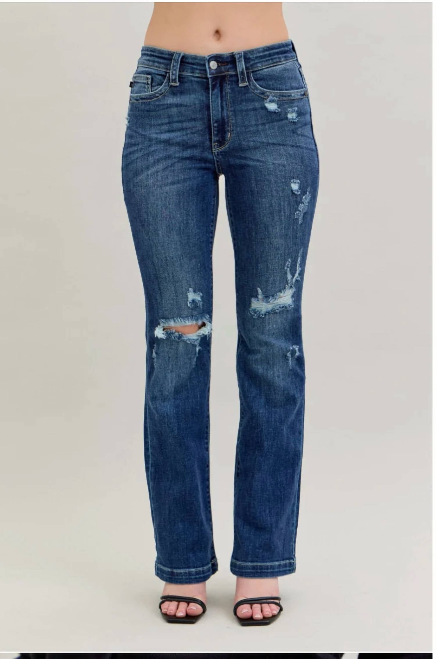 Judy Blue - Mid Rise Hand Sand And Destroy Bootcut Jeans
