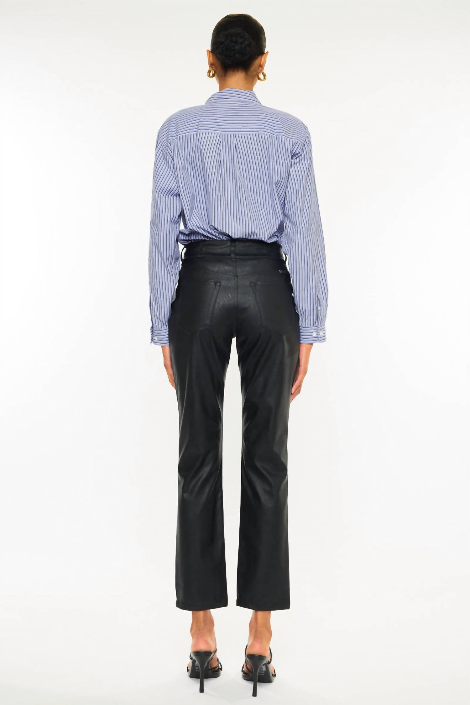 Kancan - Judith High Rise Faux Leather Skinny Straight Leg Jeans