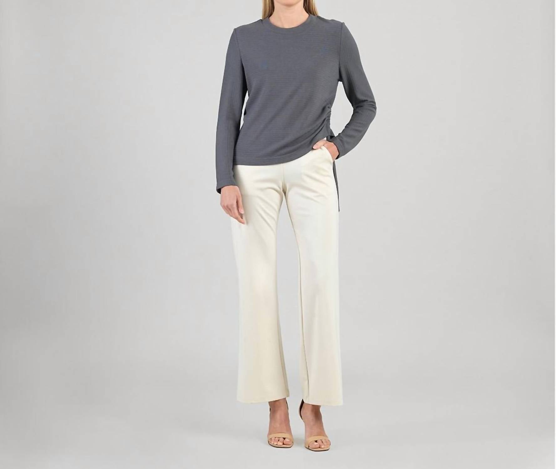 Clara Sun Woo - Soft Ribbed Side Pull Tie Sweater Top