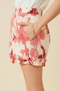Hayden La - Textured Floral Ruffle Short Set