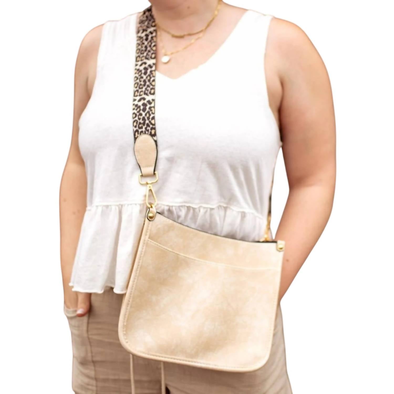 Pretty Simple - Women's Crossbody Bag with Leopard Canvas Strap