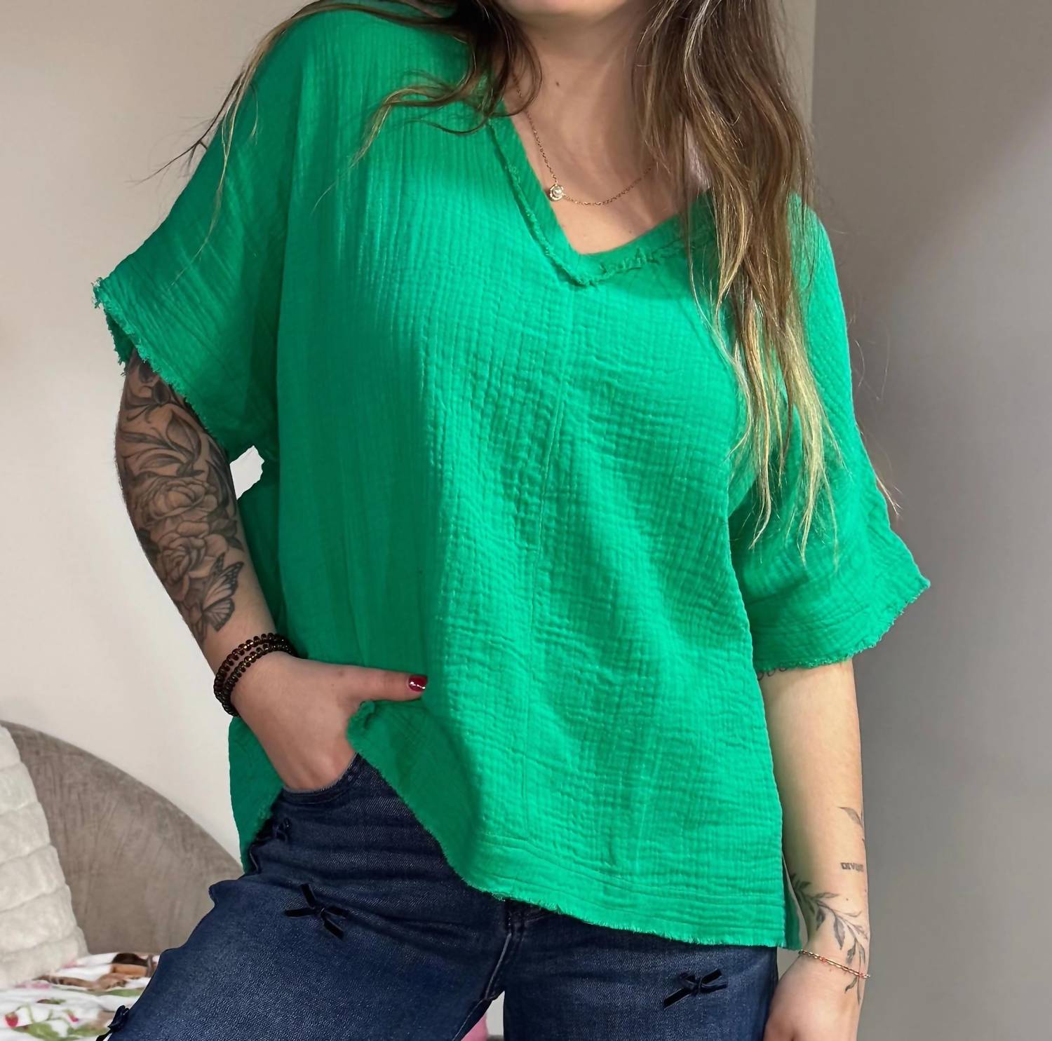 Wishlist - Willow Oversized Cotton Gauze Top