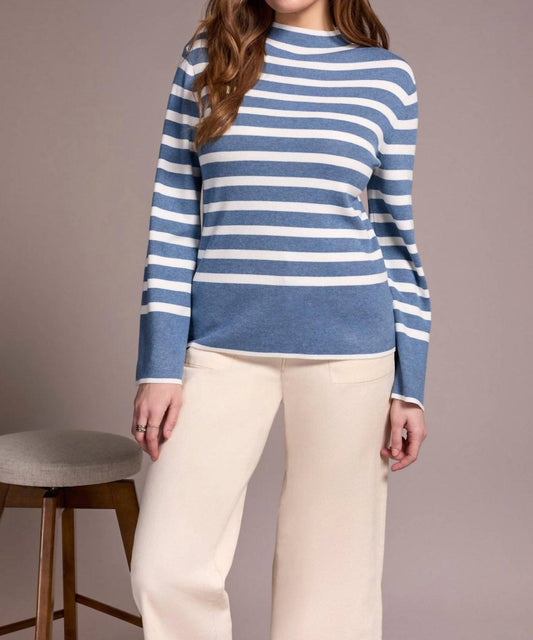 Tribal - Long Sleeve Mock Neck Striped Sweater