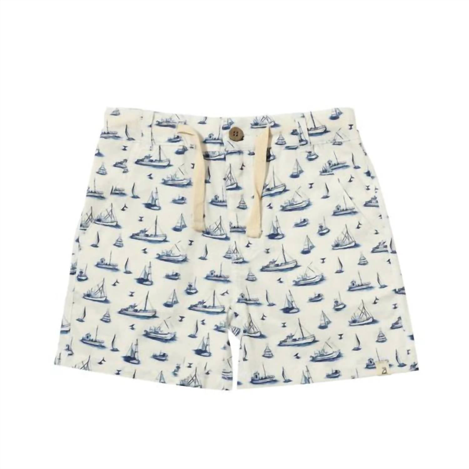 ME & HENRY Boy's Mahalo Printed Boats Shorts in navy - kids' shorts