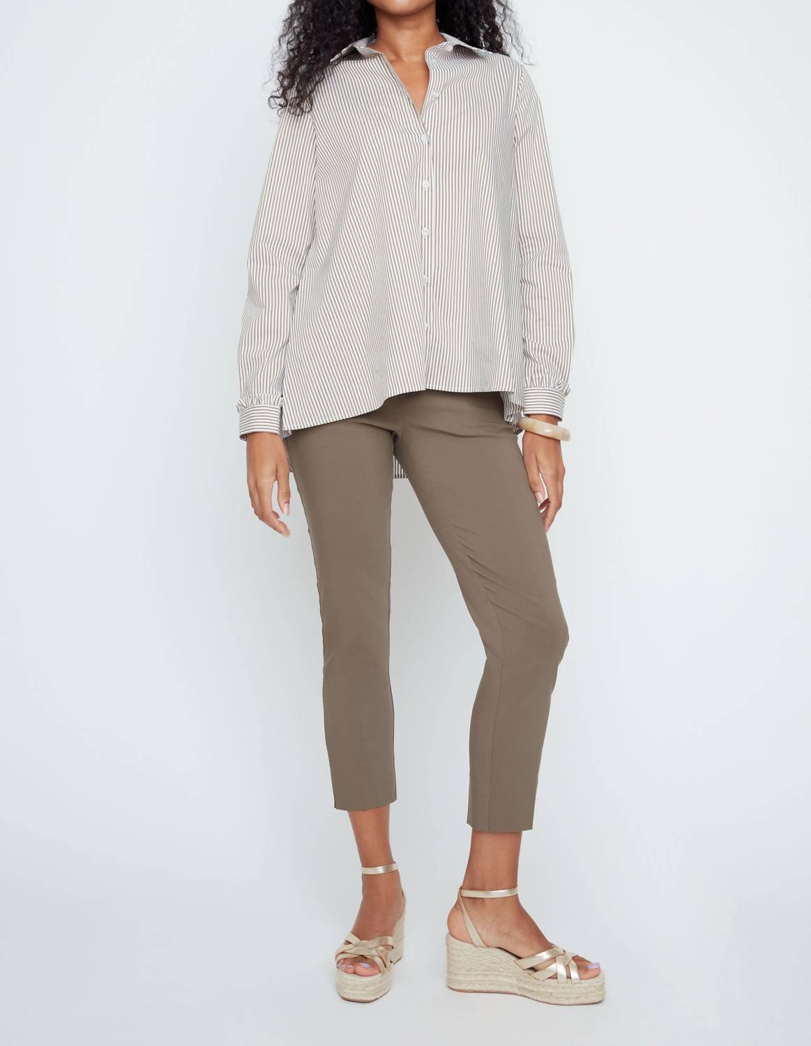 Renuar - Button Down Long Sleeve Stripe Top