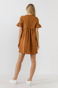 English Factory - Mixed Media Short-sleeve Mini Dress