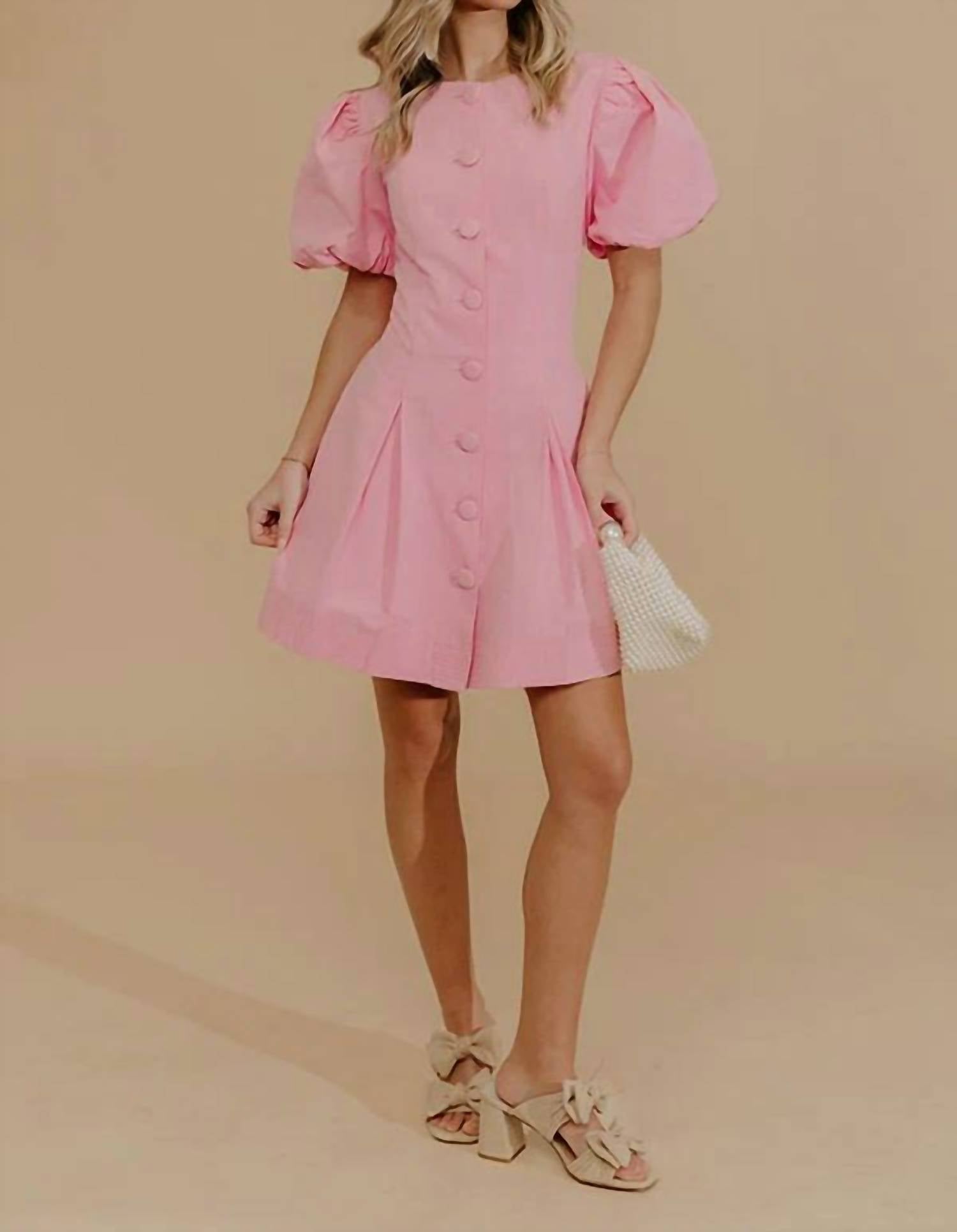 Tcec - Elsie Puff Sleeve Button Down Mini Dress