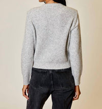 DESIGN HISTORY Crewneck Cable Sweater in airstream - women's sweater - detail view