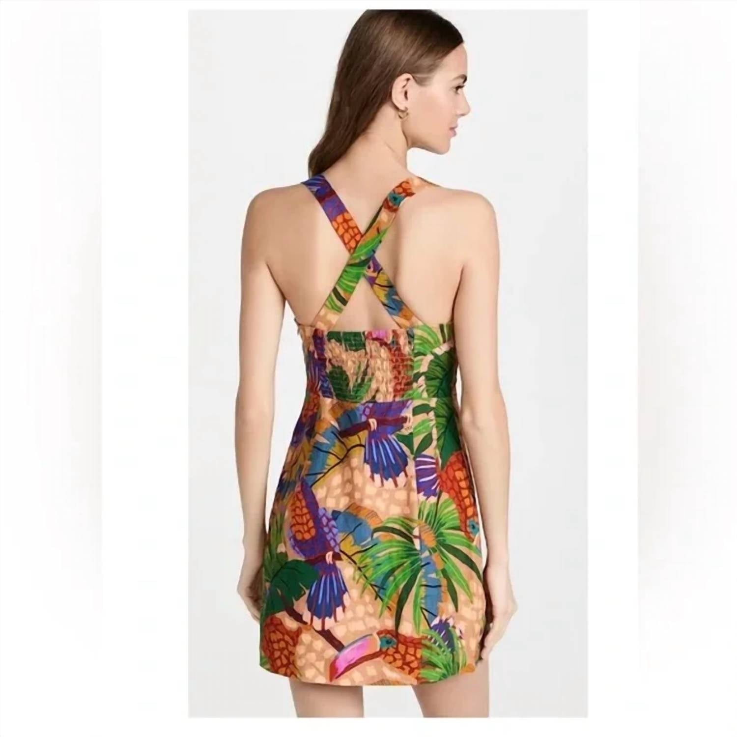 Farm Rio - Sand Painted Toucans Linen Mini Dress