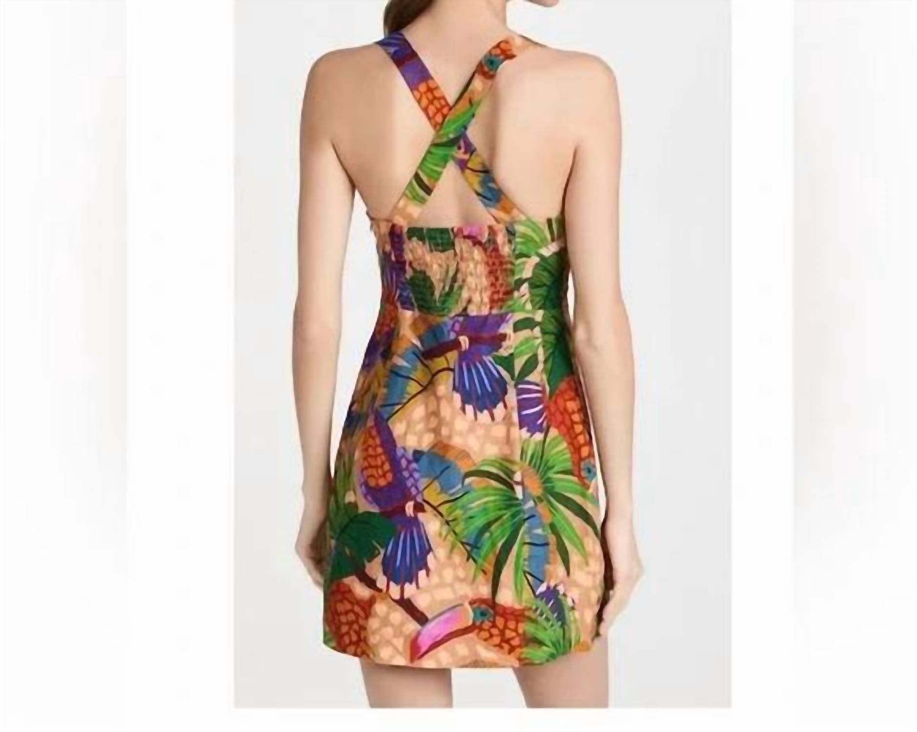 Farm Rio - Sand Painted Toucans Linen Mini Dress