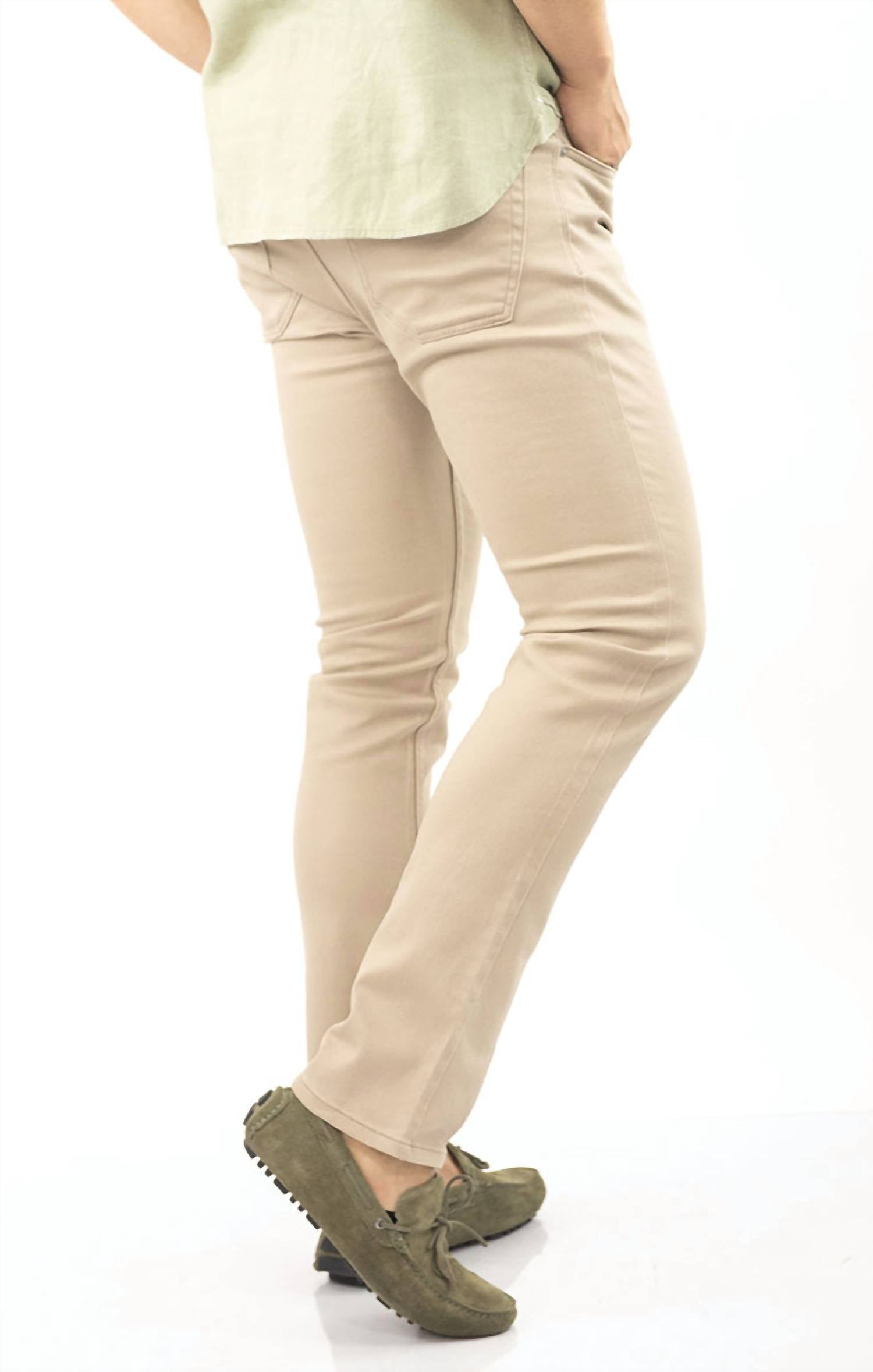 JACHS NEW YORK Straight Fit 5 Pocket Summer Commuter Pant in tan - men's pants - alternate view